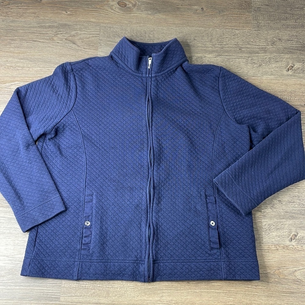 Croft & Barrow Women’s Navy Blue Quilted Zip Up Sweatshirt, size XL